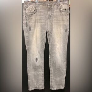 💘 Rock Revival ⚜️ Gray Washed Distressed Jeans